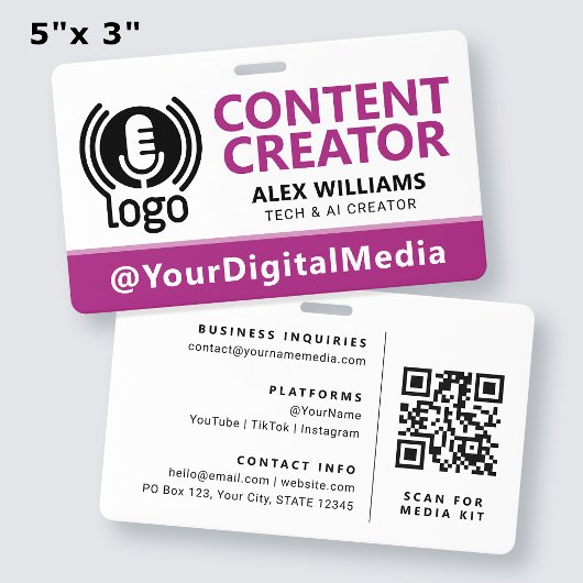 Media-ID-pas Logotag Roze Beveiliging Badge