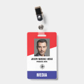 MEDIA PASS - Foto I.D. Rood/Blauw Badge (Voorzijde met clip)