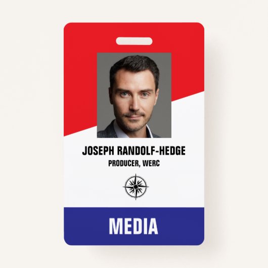 MEDIA PASS - Foto I.D. Rood/Blauw Badge (Voorkant)