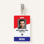 MEDIA PASS - Foto I.D. Rood/Blauw Badge (Voorkant met clip)