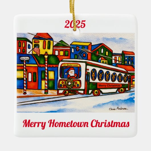Media, Pennsylvania 2025 Kerstversiering voor thui Keramisch Ornament (Voorkant)