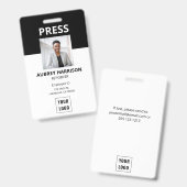 Media Pers Logo Foto ID Badge (Voor- en achterkant)