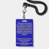Media, Perskaart Badge (Achterkant met lanyard)