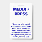 Media, Perskaart Badge (Voorzijde)