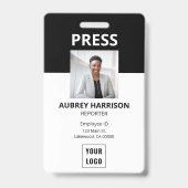 Media Press Logo Foto ID Badge (Voorkant)