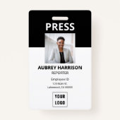 Media Press Logo Foto ID Badge (Voorkant)