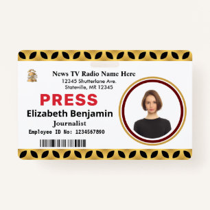 Media Press pass Logo ID Card Personaliseren Badge