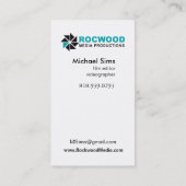 "Media Production" Consultant, filmeditor, video Visitekaartje (Achterkant)