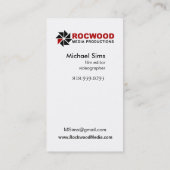 "Media Production" Consultant, filmeditor, video Visitekaartje (Achterkant)