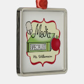 Media Specialist Book Apple & Computer Mouse Metalen Ornament (Rechts)