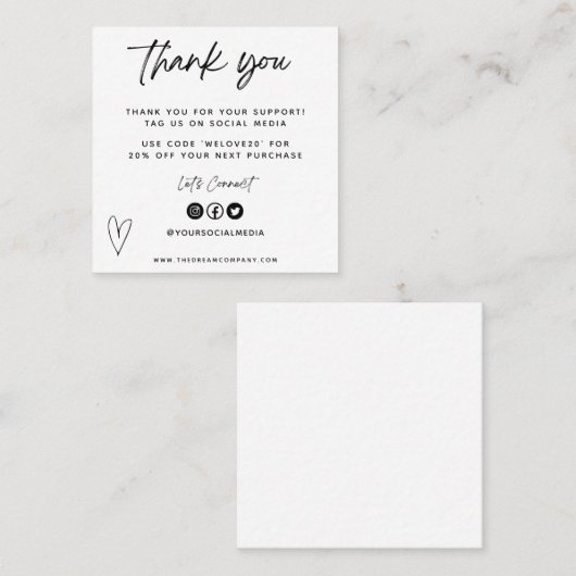  media Tussenvoegsel Bedankt Mini Visitekaartje (Voorkant / Achterkant)