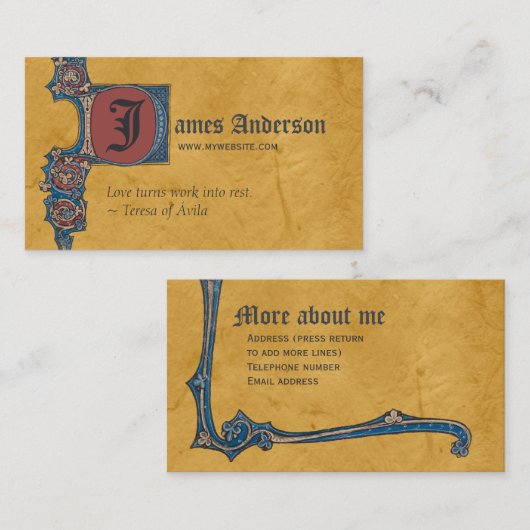 Mediane belichting Bute CC0263 Voeg uw initiaal to Visitekaartje (Voorkant / Achterkant)