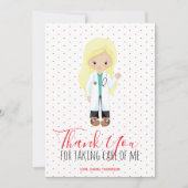 Mediane Blonde Doctor Red Typografie Polka Dot Bedankkaart (Voorkant)