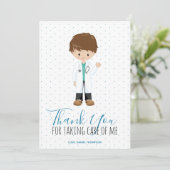 Mediane mannelijke arts Blue Typography Polka Dot Bedankkaart (Staand voorkant)
