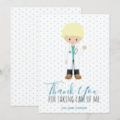 Mediane mannelijke arts Blue Typography Polka Dot Bedankkaart (Voorkant / Achterkant)