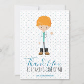 Mediane mannelijke arts Blue Typography Polka Dot Bedankkaart (Voorkant)