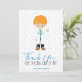 Mediane mannelijke arts Blue Typography Polka Dot Bedankkaart (Staand voorkant)