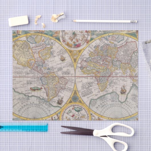 Mediane Wereldkaart vanaf 1525 Tissuepapier (Craft)