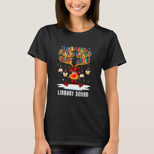 Mediatheekruid Reindekerst Funny Book Lover T-shirt (Voorkant)