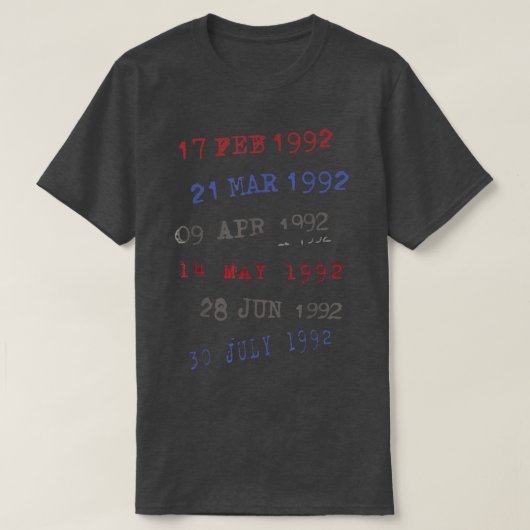 Mediawisselaar Datum Stamps 1992 T-shirt (Design voorkant)