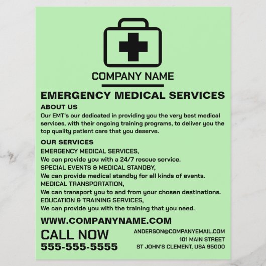 Medic Bag Design, EMT, Paramedic Adverteren Flyer (Voorkant)