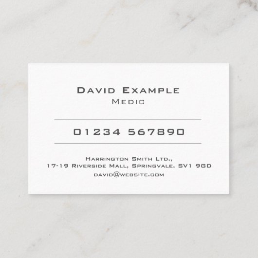 Medic met Foto van het Holder Visitekaartje (Achterkant)