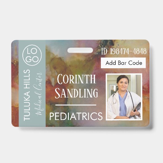 Medica Foto ID Floral Abstract Badge (Voorzijde)