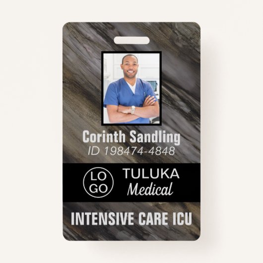 Medica Foto ID Grey Brown Black Inks Badge (Voorkant)