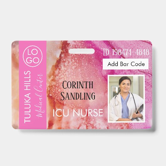 Medica Foto ID  Roze Blends Ink Mix Badge (Voorzijde)