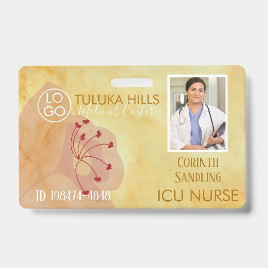 Medica Pasfoto Bloemhartjes Badge (Voorzijde)