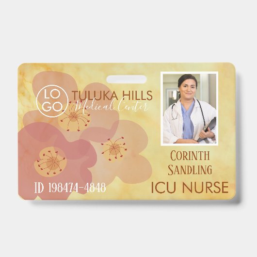 Medica Photo ID Zachte Bloemhartjes Badge (Voorzijde)