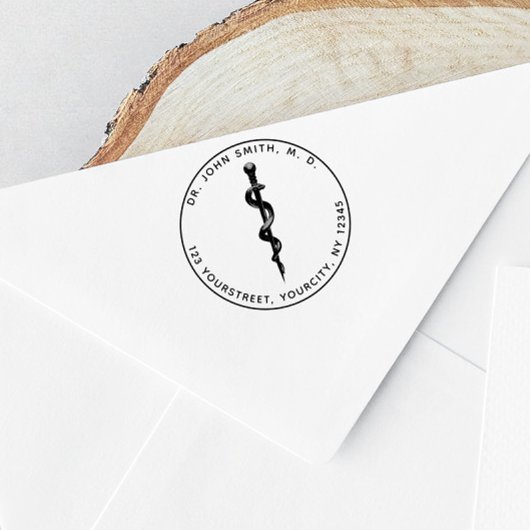 Medical 3d Asclepius Symbol Renduizend Adres Rubberstempel