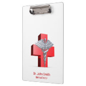 Medical 3D Silver Caduceus Cross Red Klembord (Links)