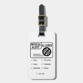 Medical Alert Allergy Editable Silver Luggage Tag Bagagelabel (Voorkant verticaal)