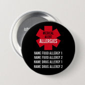 Medical Alert Series Allergies Personalize  Ronde Button 7,6 Cm (Voorkant /achterkant)