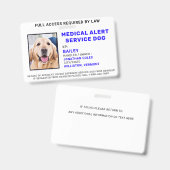 Medical Alert Service Dog Photo ID Badge (Voor- en achterkant)
