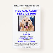 Medical Alert Service Dog Photo ID Badge (Voorkant)
