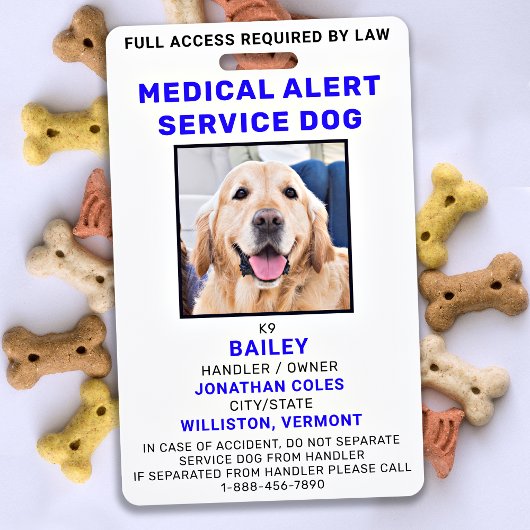 Medical Alert Service Dog Photo ID Badge