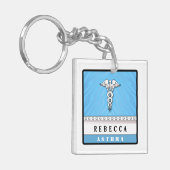 Medical Alert Sleutelhanger Light Blue - dubbelzij (Voorkant Links)