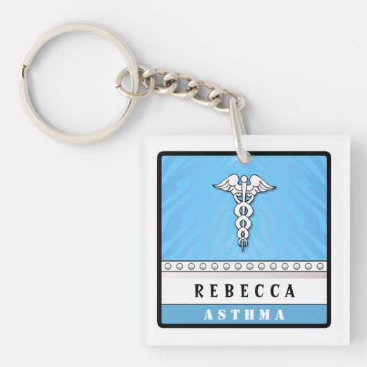 Medical Alert Sleutelhanger Light Blue - dubbelzij (Voorkant)