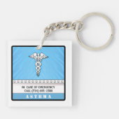 Medical Alert Sleutelhanger Light Blue - dubbelzij (Achterkant)