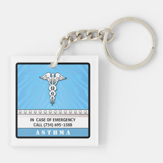 Medical Alert Sleutelhanger Light Blue - dubbelzij (Achterkant)