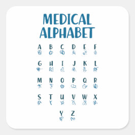 Medical Alphabet Vierkante Sticker