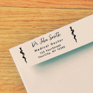 Medical Asclepius Modern Script Return-adres Zelfinktende Stempel