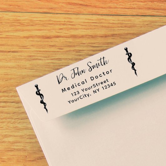 Medical Asclepius Modern Script Return-adres Zelfinktende Stempel