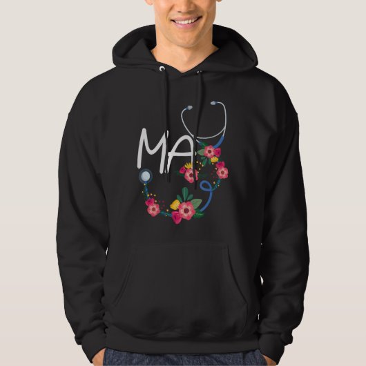 Medical Assistant Hospital Stethoscope Floral Wrea Hoodie (Voorkant)