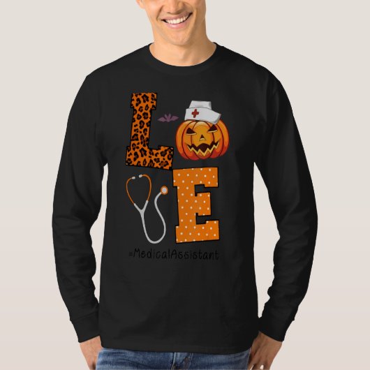 Medical Assistant Love Halloween Nursing Pumpkin S T-shirt (Voorkant)