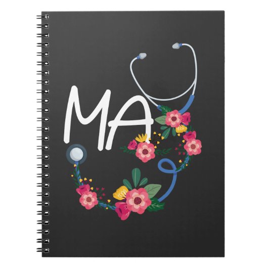 Medical Assistant Stethoscoop Floral Wreath Notitieboek (Voorkant)