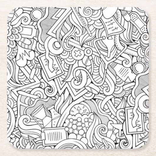 Medical B&W-patroon Kartonnen Onderzetters (Voorkant)