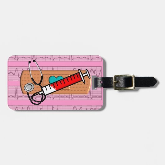 Medical Big Bandaid Pink II Bagagelabel (Voorkant horizontaal)